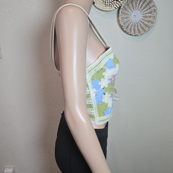 Pretty Little Thing Women Summer Crochet Tank Tops Colorful Floral Embroidery... - Picture 4 of 11